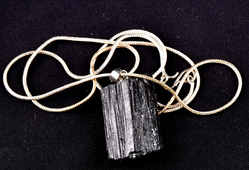black tourmaline schroll  deflact negativity pendant with 22''chain # 7262