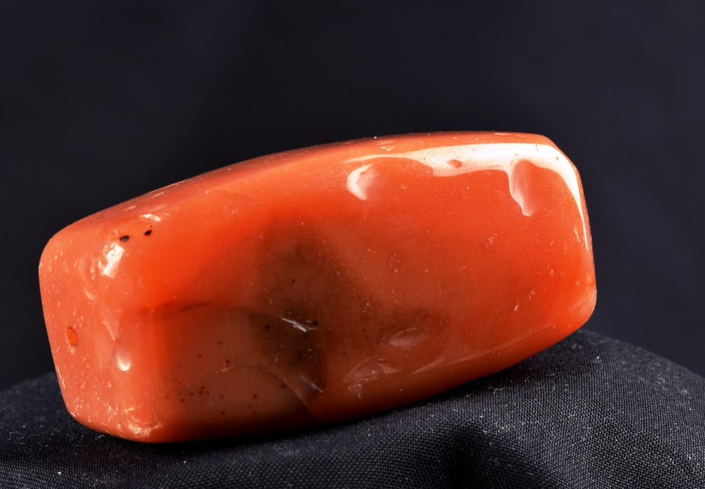 old  pema raka carnelian  sulemani  dzi/bhaisajyaguru/ rectangular bead  #8089