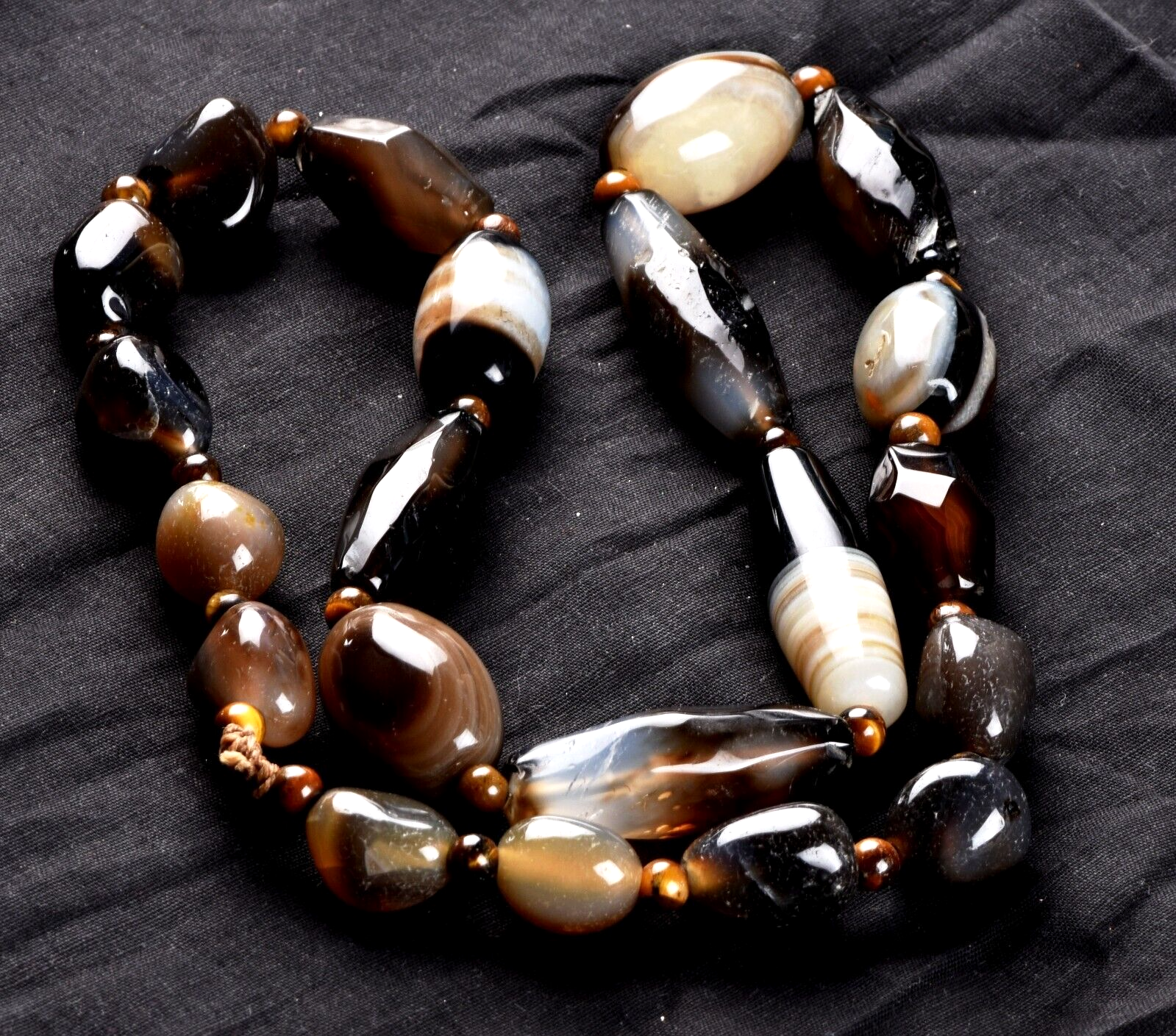 old sulemani  dzi/bhaisajyaguru/ shaman bead necklace with  reach patina #6921