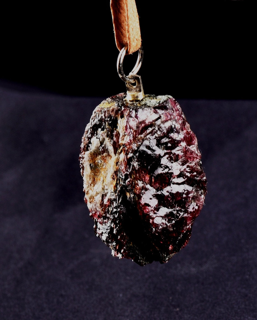 Garnet natural  juicy gem pendant with cord  passion courage shaman 8243
