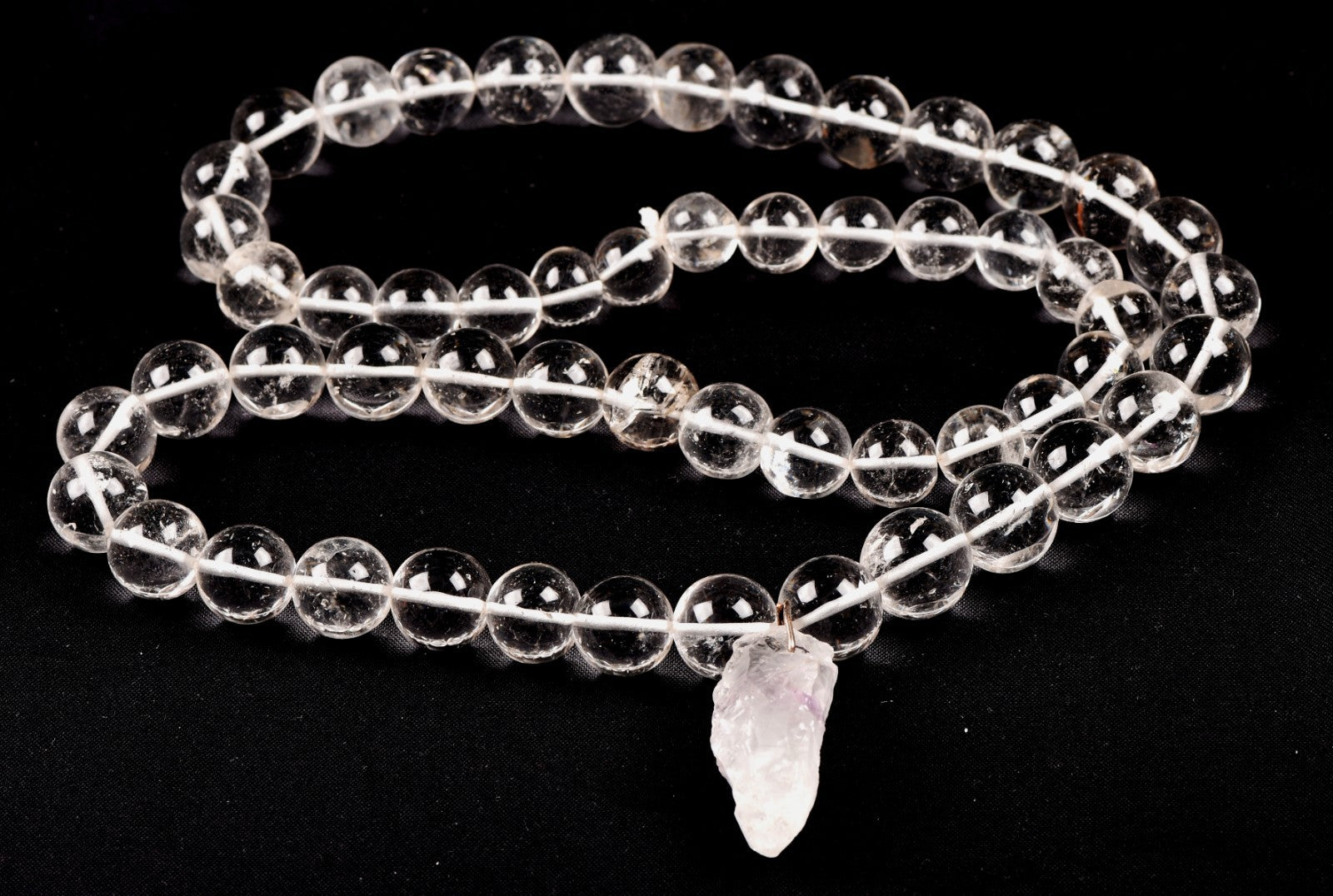 satyaloka  Azeztullite 108 beads rosary +satyaloka hexagonal pendant mala # 8148