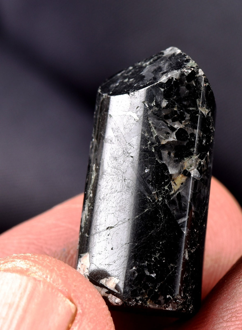 Black rutile  deflacts nagativity cleans aura, pocket/purse power point #7944