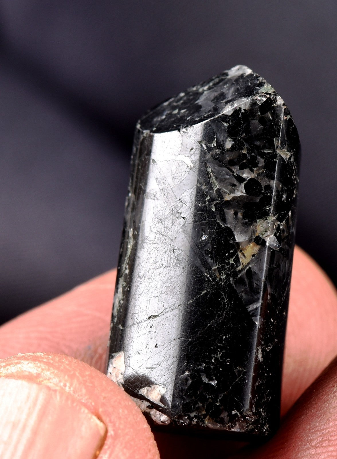 Black rutile  deflacts nagativity cleans aura, pocket/purse power point #7944
