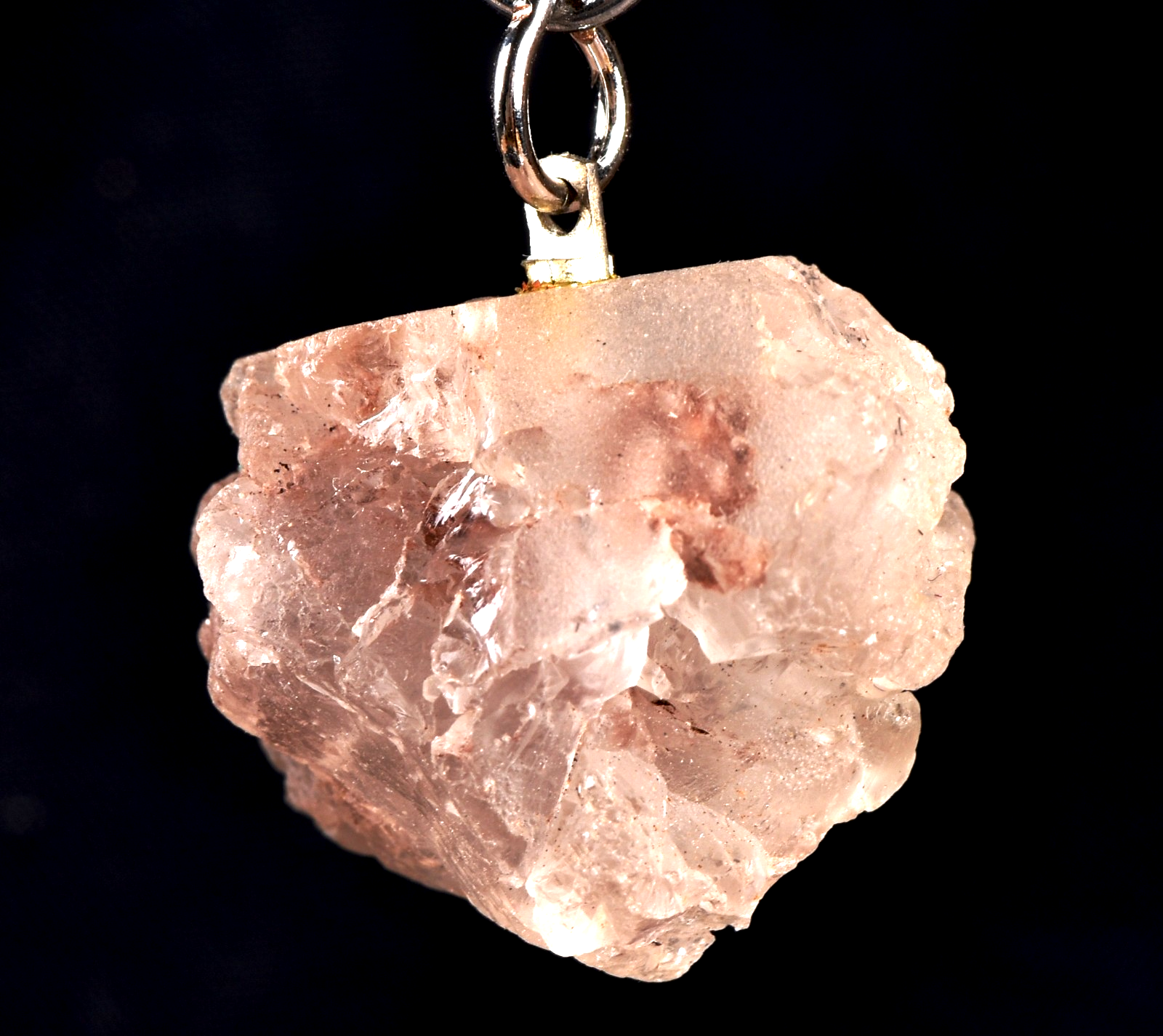 Nirvana  Himalayan  growth interference glacial pink ice quartz pendant #8029