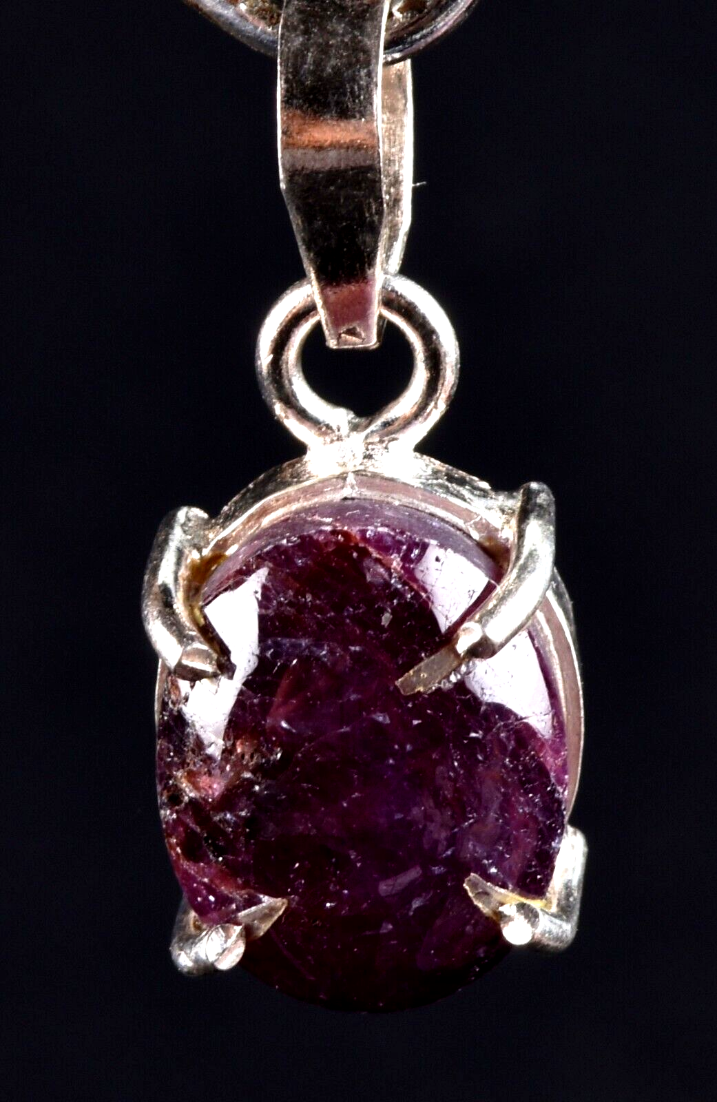 star ruby heart healer divine love boost energy  healing silver pendant #7228