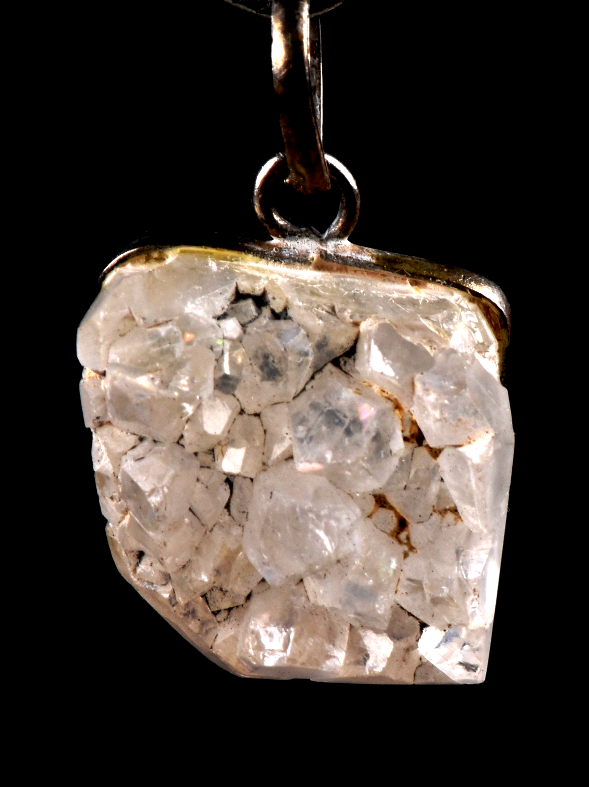 Anandalite  Rainbow quartz, Aurora  multi flash iridecent crystal pendant #7667