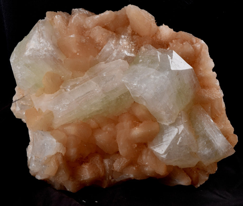 large peach stilbite with Green Apophyllite  psychic direction and guidance#6697