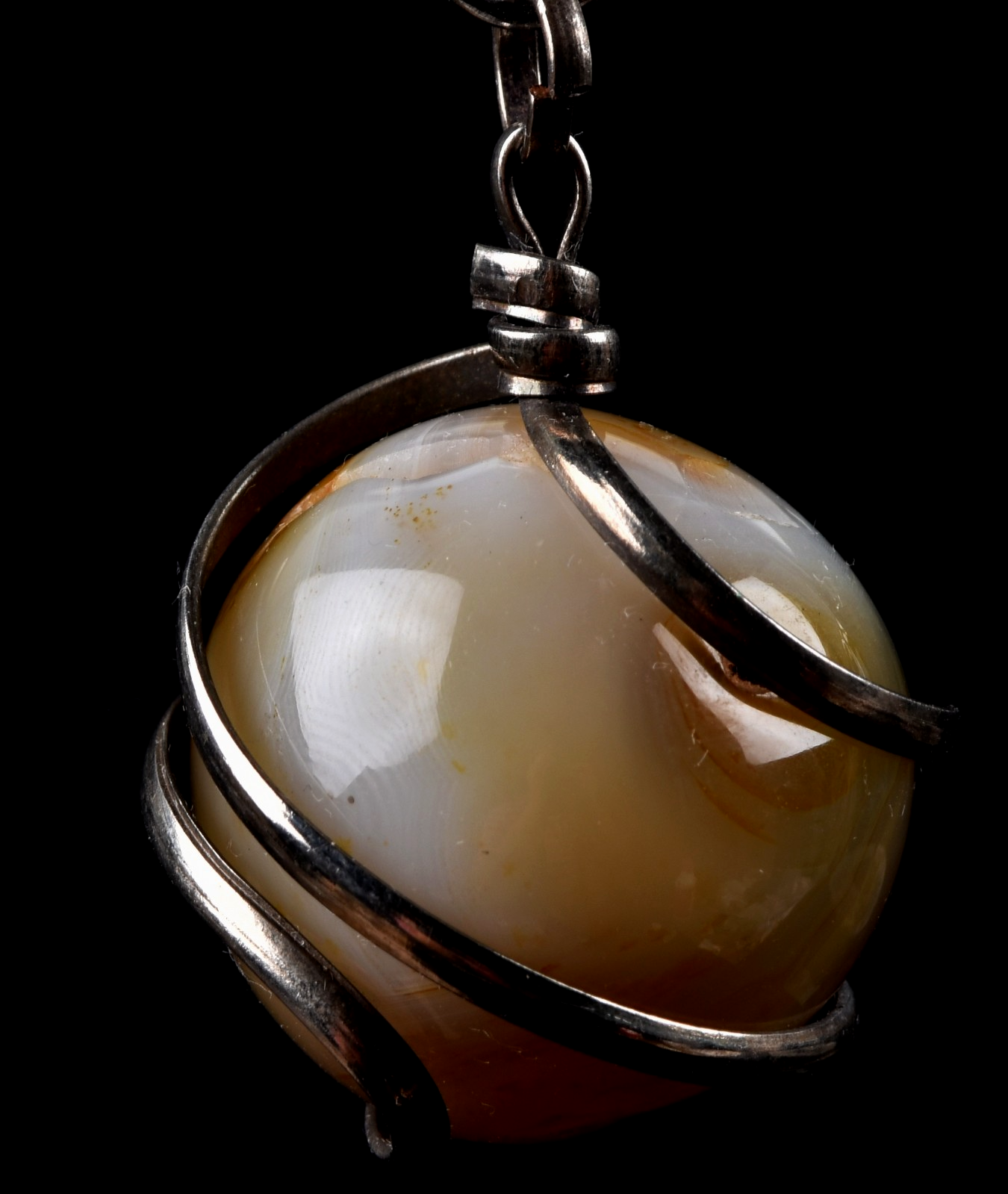 mystic Sulemani stone sphere cave pendant  luck wealth protection shaman  #8214