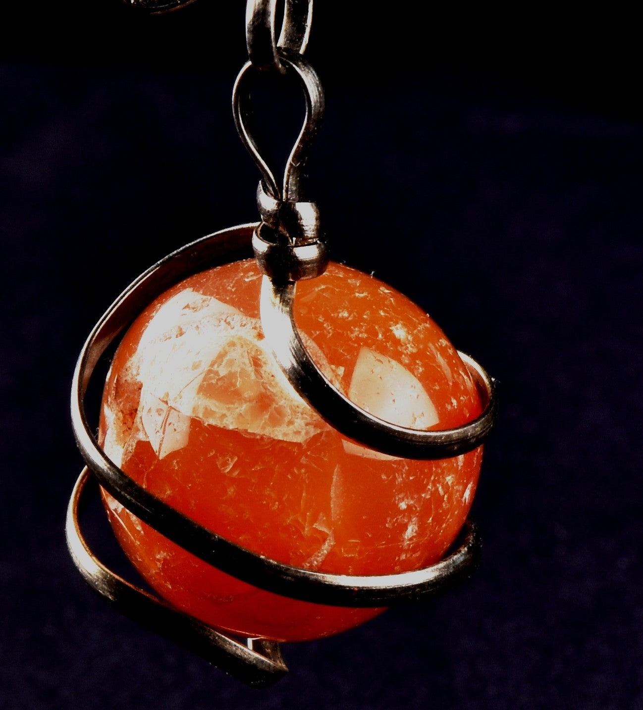 rare Carnelian sphere cave pendant   courage creativity shaman protection #8244