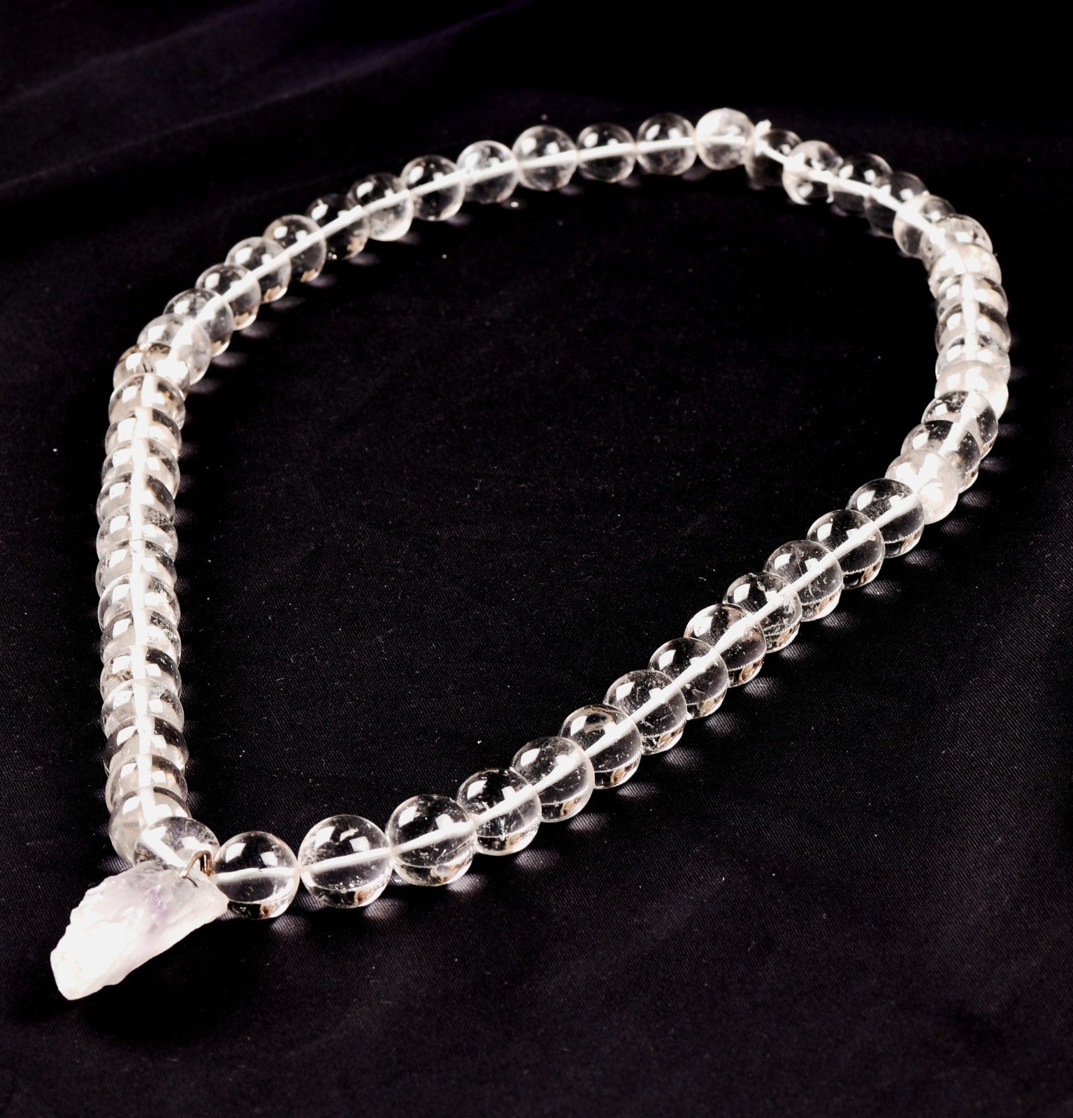 satyaloka  Azeztullite 108 beads rosary +satyaloka hexagonal pendant mala # 8148