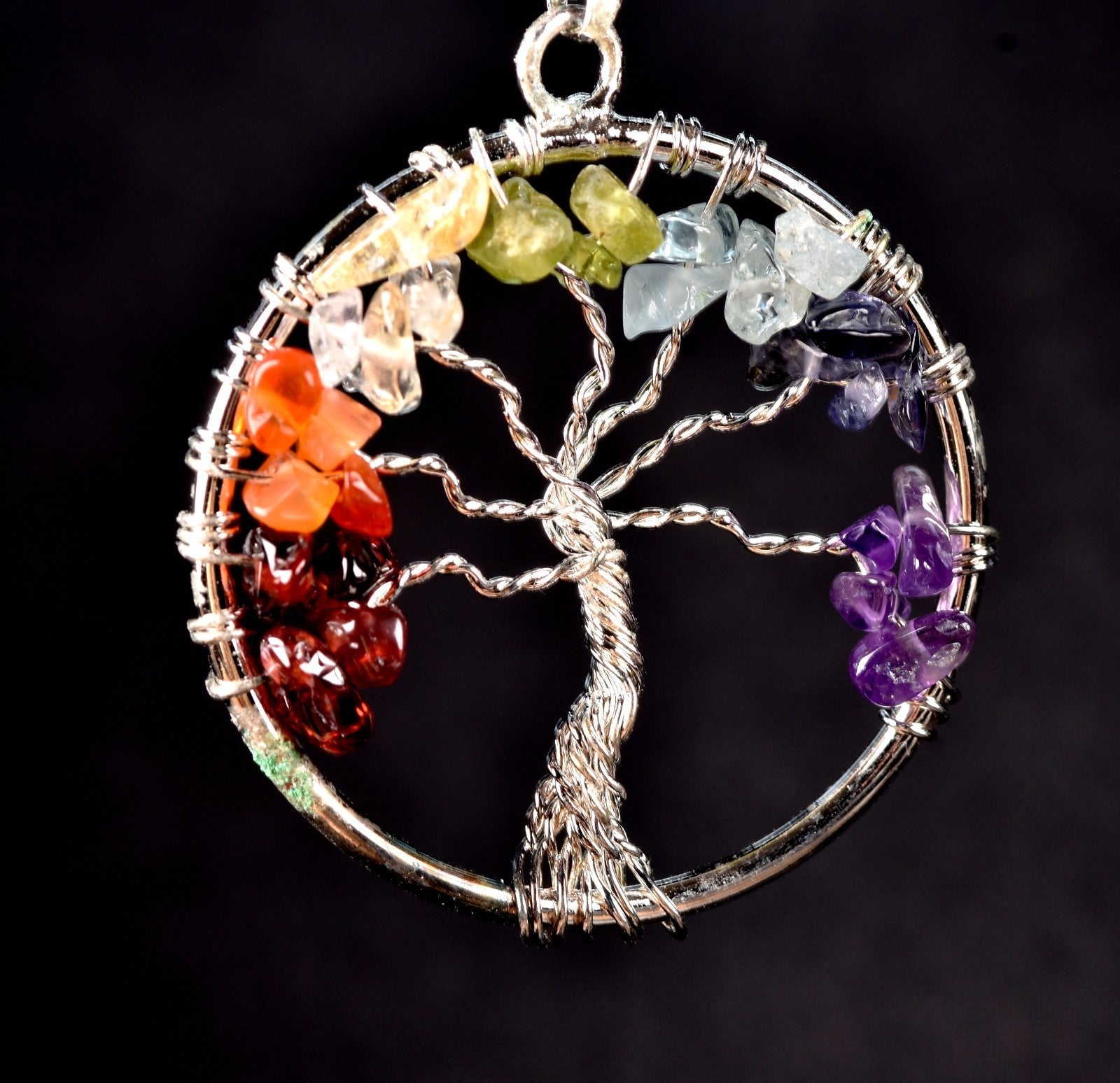 satyaloka quartz Multi gem Mystic pendant   infusion of divine fire,#7766