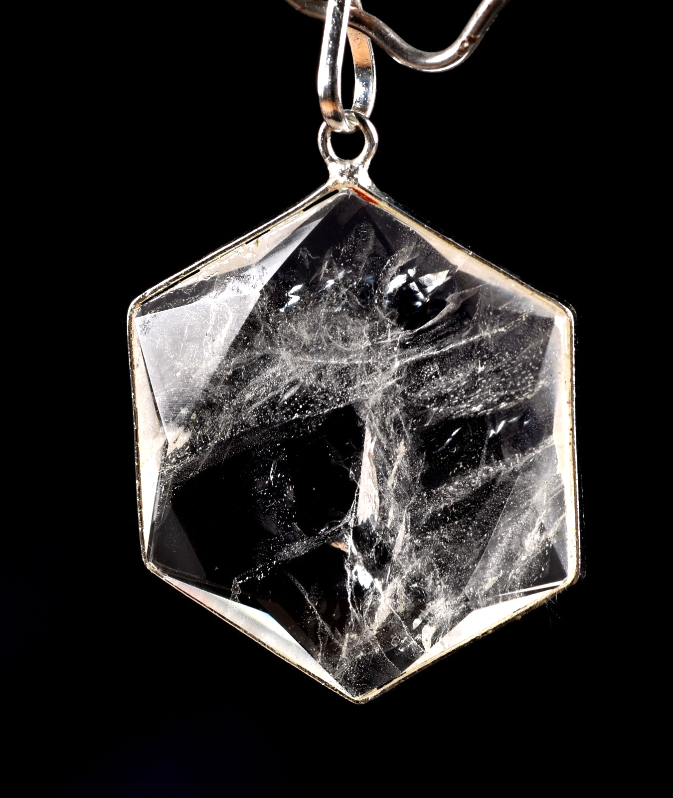satyaloka Quartz Hexagonal Star Pendant with Phenomenal Energy |  7977