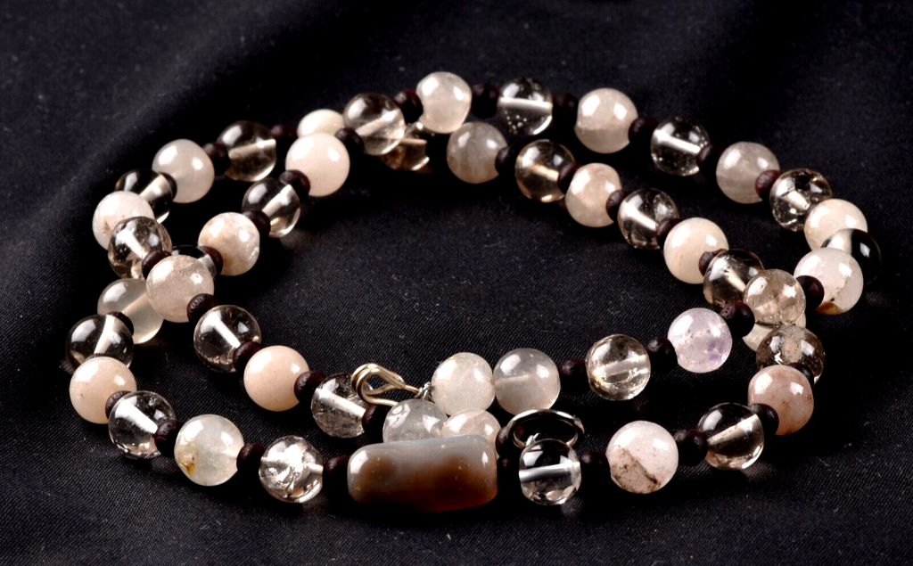 satyaloka  quartz ,sulemani  bead necklace  #7027