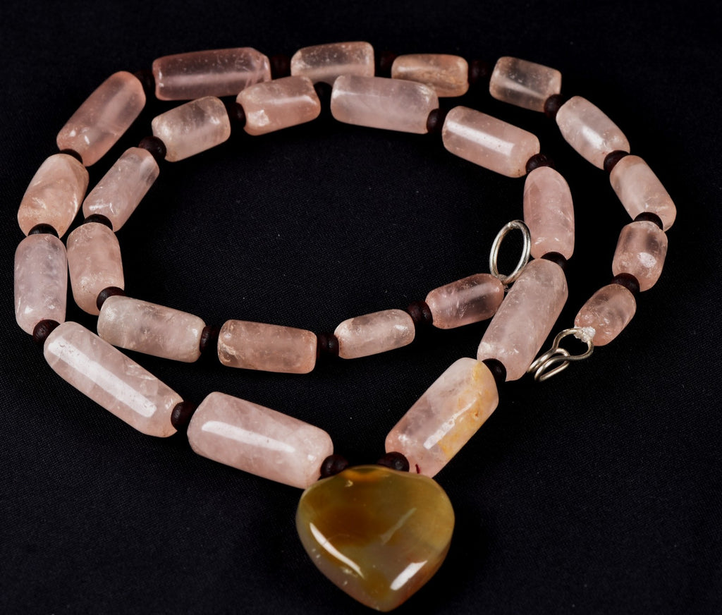 rose quartz unconditional love.   self-forgiveness and acceptance necklace #7895
