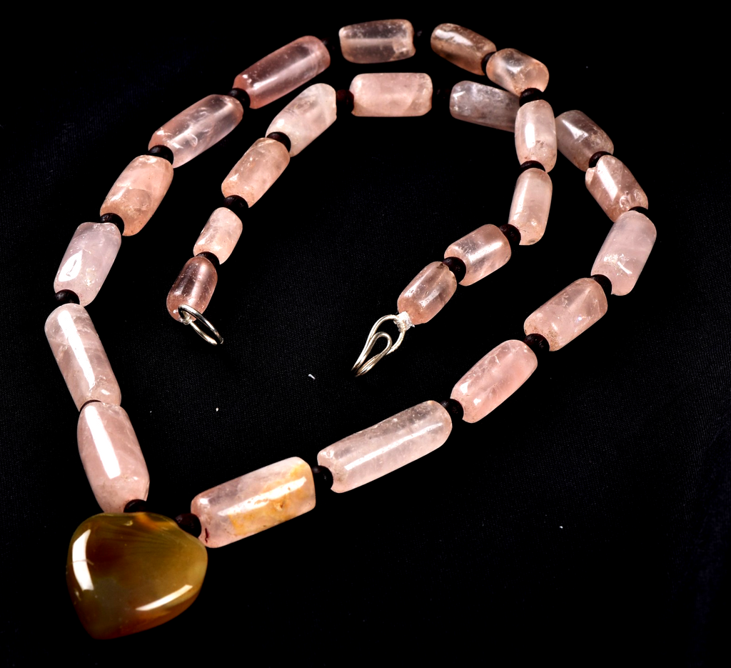 rose quartz unconditional love.   self-forgiveness and acceptance necklace #7895