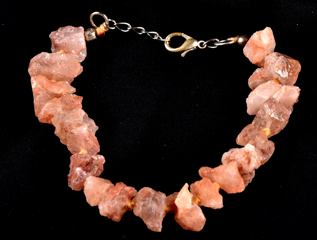 Nirvana quartz Himalayan  growth interference  pink   ice quartz bracelet #8019