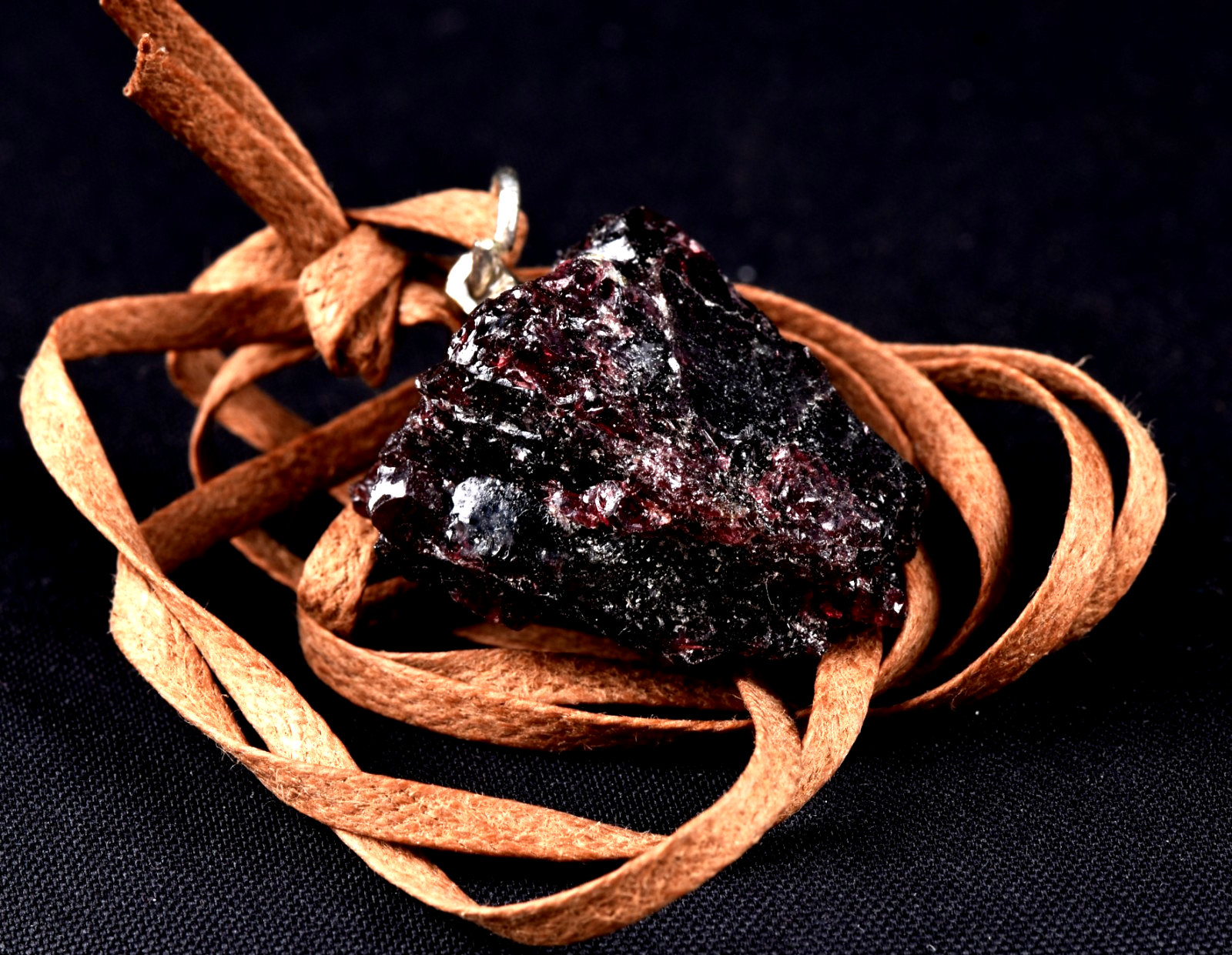 Garnet natural  juicy gem free form pendant passion courage shaman with cord7948