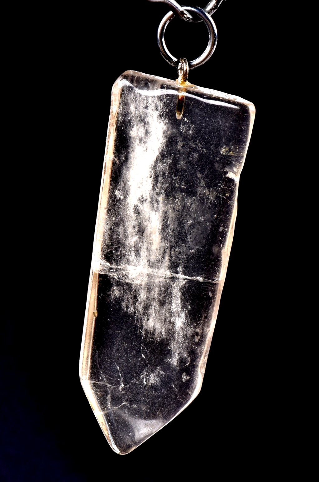 Satyaloka   quartz flat rainbow    pendant  synergy 12 crystal #7675