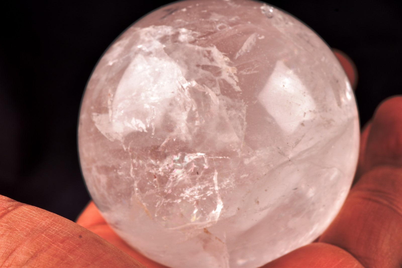 Satyaloka quartz   rainbow  scrying sphere   synergy 12 shaman tool   #7953