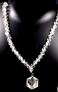 satyaloka  Azeztullite 108 beads rosary +satyaloka hexagonal pendant mala # 8154