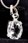 Satyaloka quartz high frequency  faceted sterling silver pendant# 7855