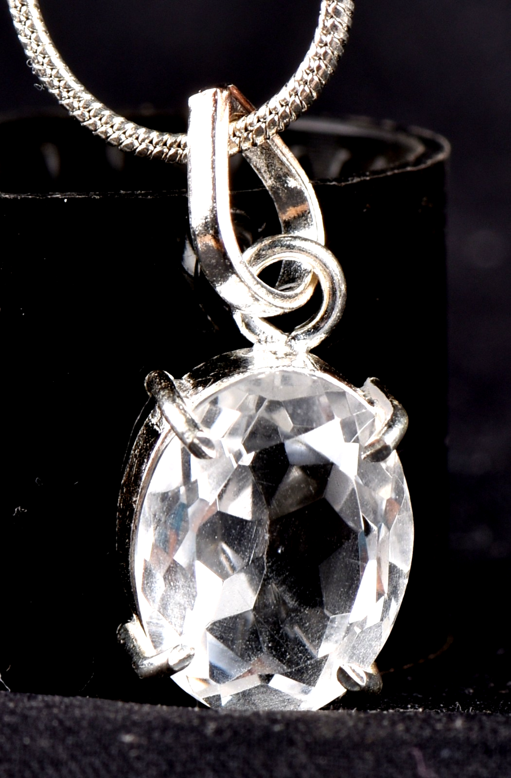 Satyaloka quartz high frequency  faceted sterling silver pendant# 7855