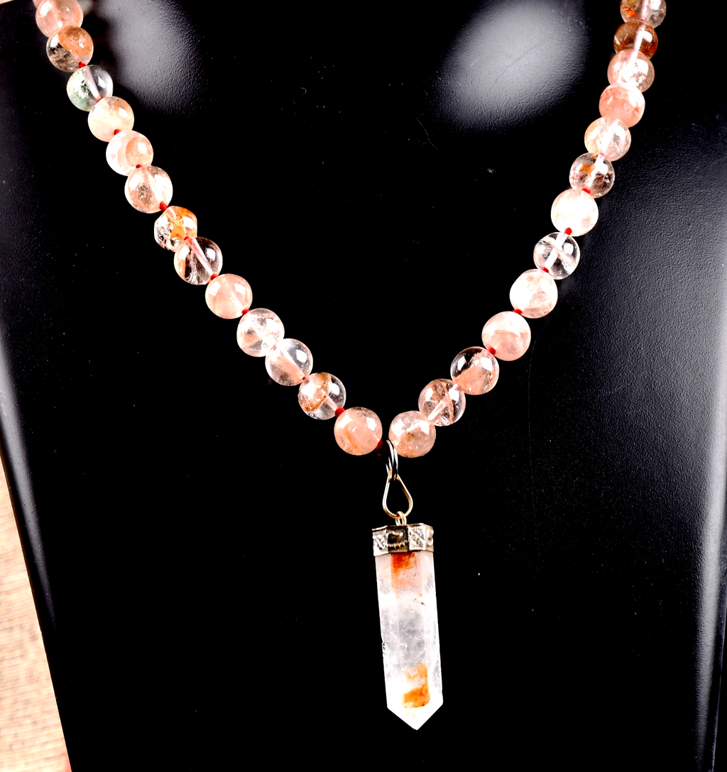 satyaloka Red Azeztullite  agnitite necklace with agnitite pendant  #8076