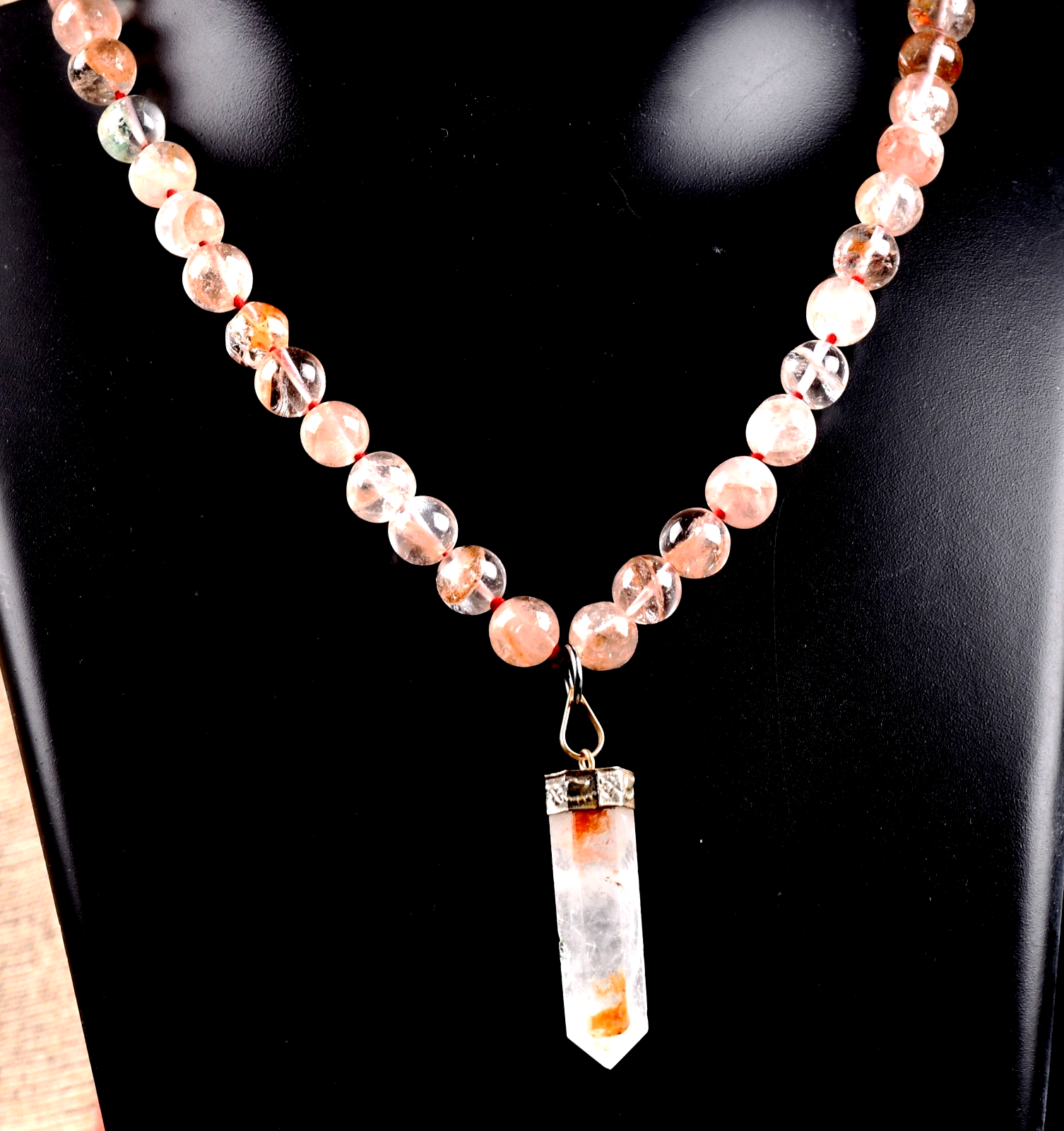 satyaloka Red Azeztullite  agnitite necklace with agnitite pendant  #8076