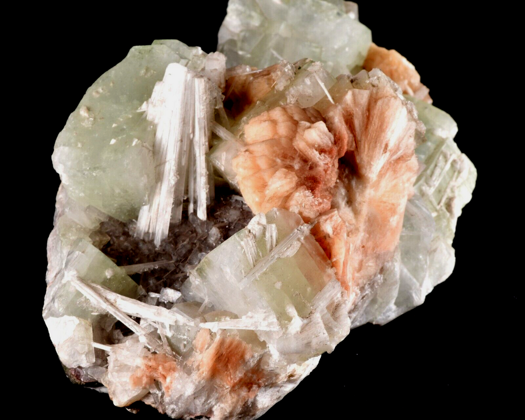 Green Apophyllite with stilbite & scolecite  psychic direction and guidance#6709