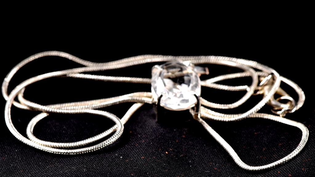 Satyaloka quartz high frequency  faceted sterling silver pendant# 7855