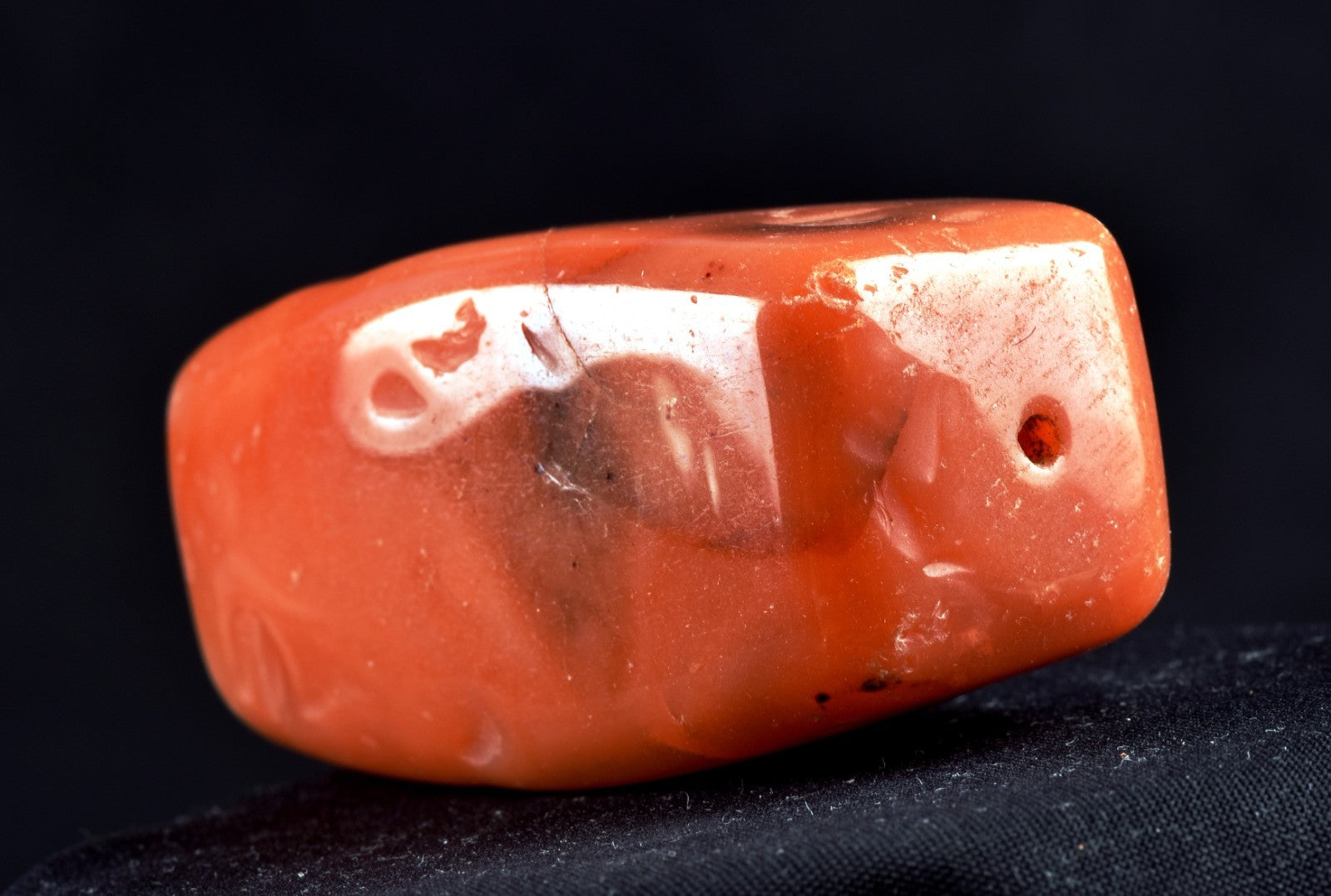 old  pema raka carnelian  sulemani  dzi/bhaisajyaguru/ rectangular bead  #8089