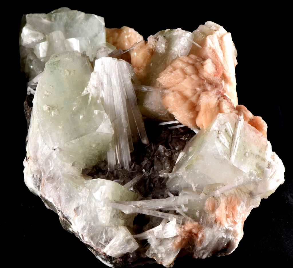 Green Apophyllite with stilbite & scolecite  psychic direction and guidance#6709