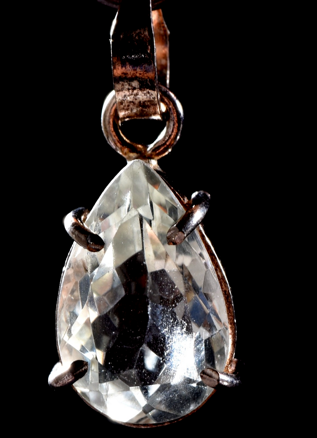 Satyaloka quartz high frequency  faceted sterling silver pendant# 1038