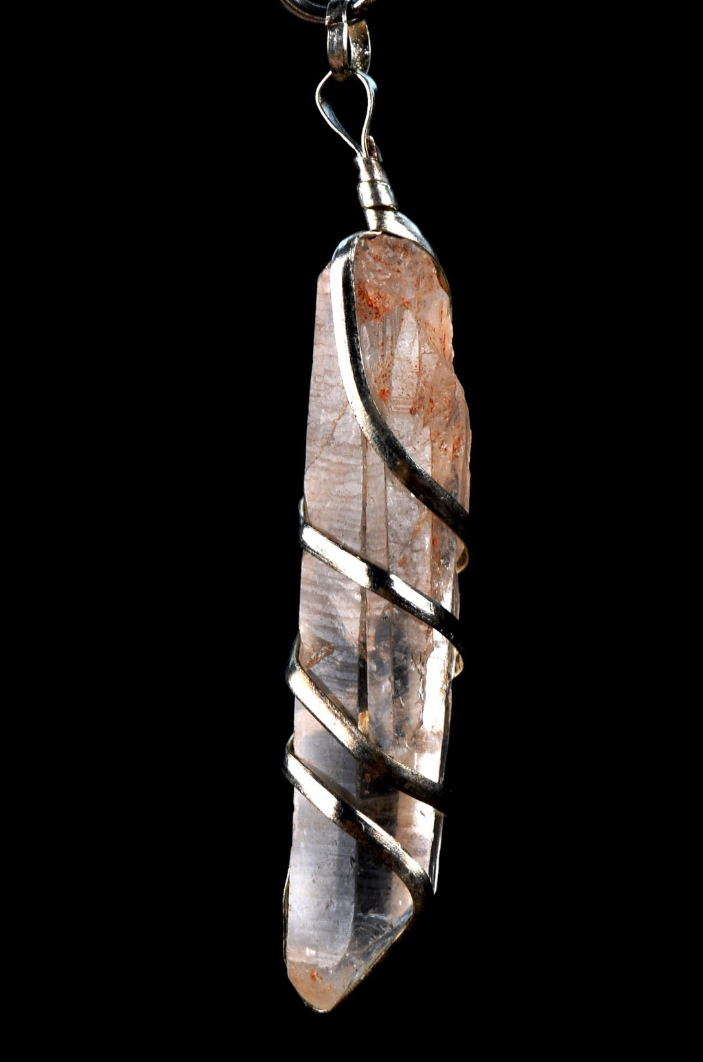 pink Himalayan lemurian with key wire  pendant essence of soul mate #7746