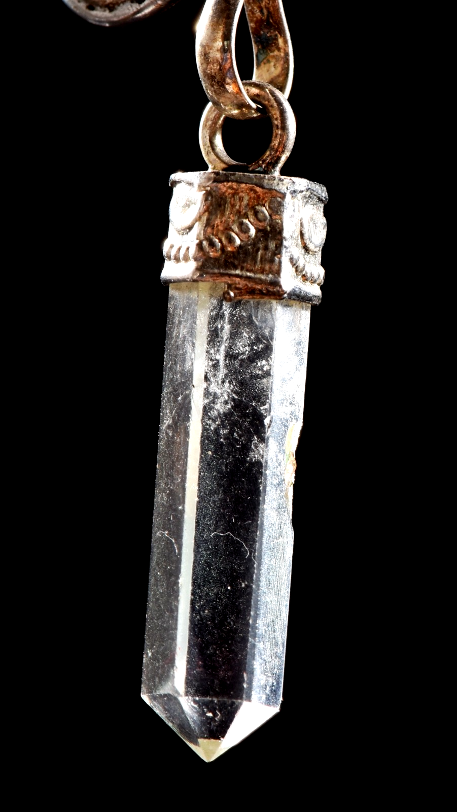 Satyaloka satyamani quartz  copper/ steel  pendant  synergy 12 crystal #1035