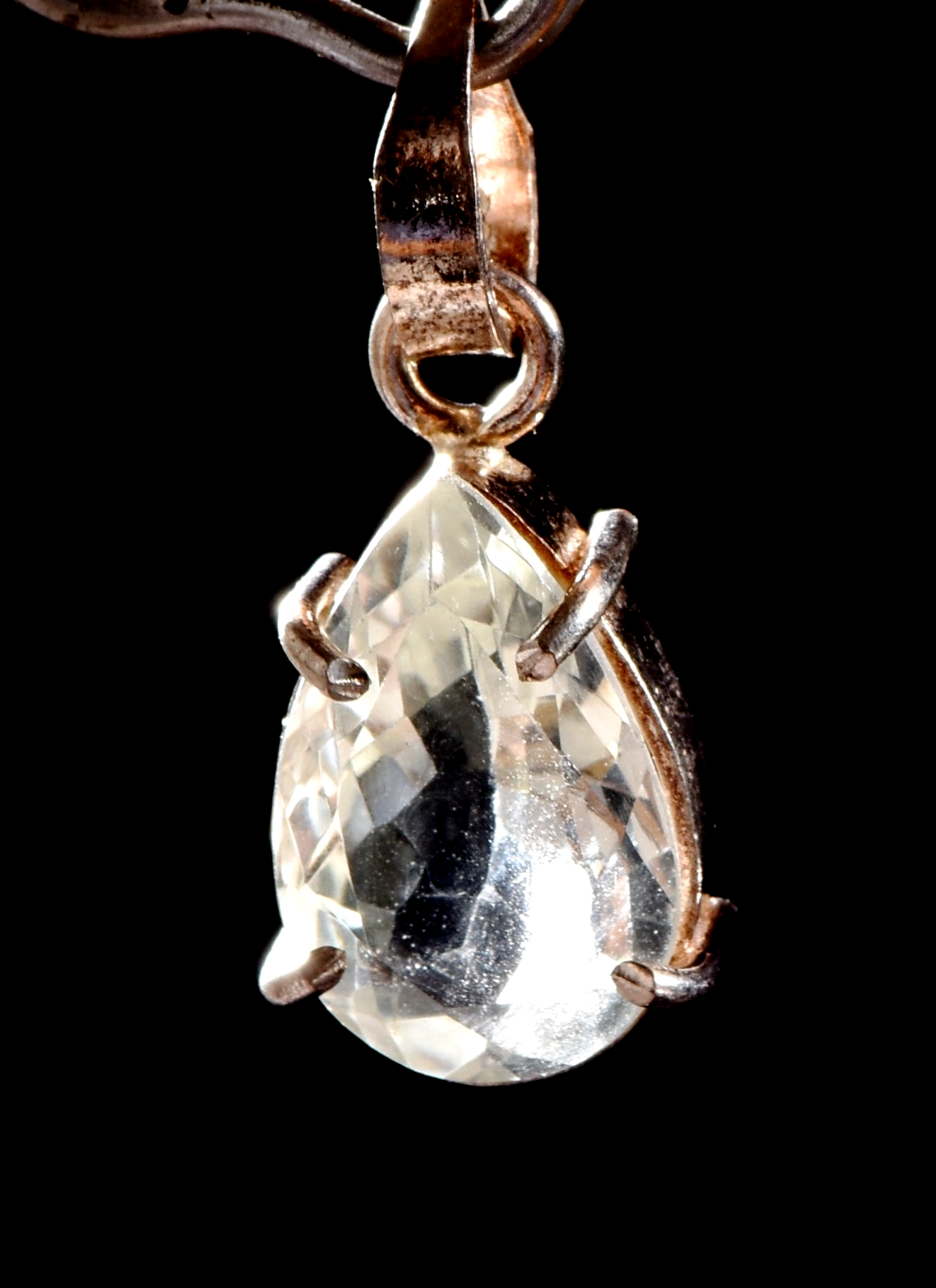 Satyaloka quartz high frequency  faceted sterling silver pendant# 1038