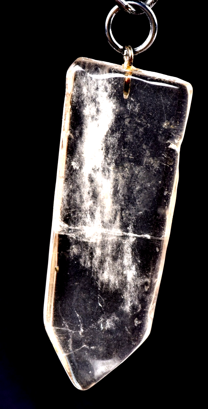 Satyaloka   quartz flat rainbow    pendant  synergy 12 crystal #7675