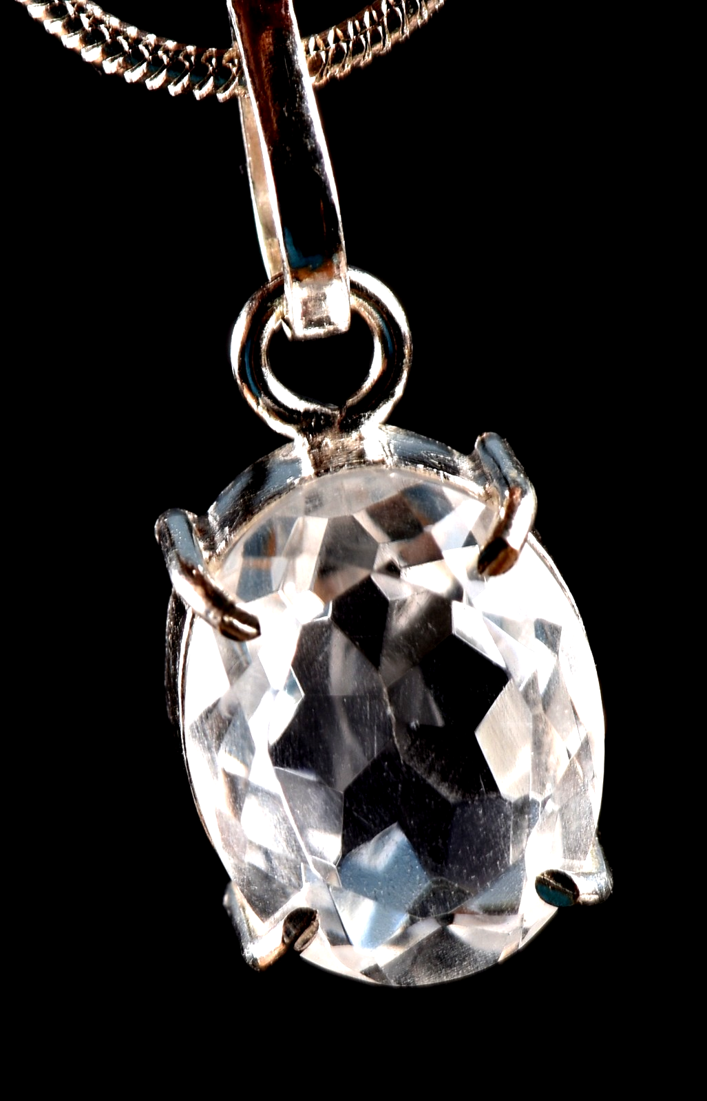 Satyaloka quartz high frequency  faceted sterling silver pendant# 7855