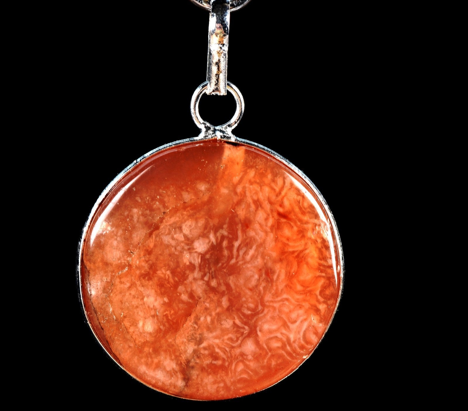 Carnelian  round pendant   courage creativity shaman protection #7753