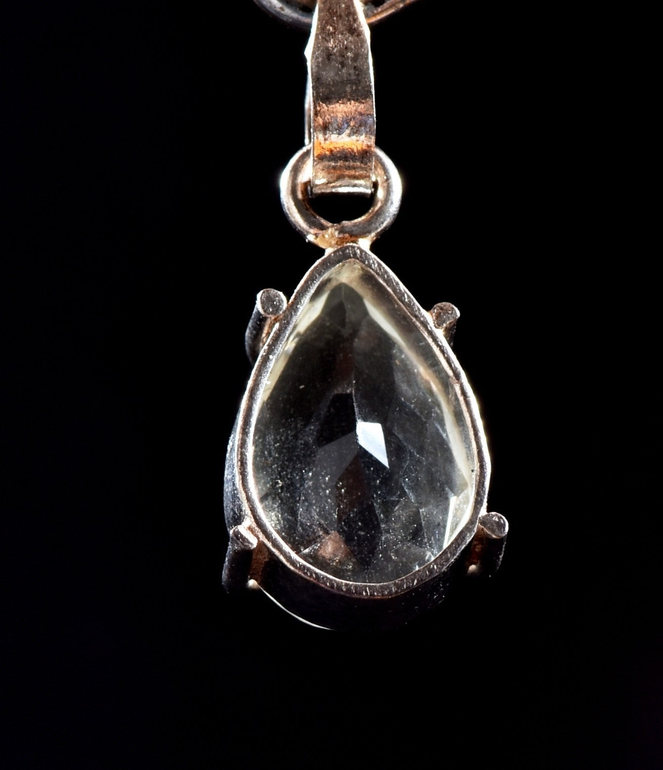 Satyaloka quartz high frequency  faceted sterling silver pendant# 1038
