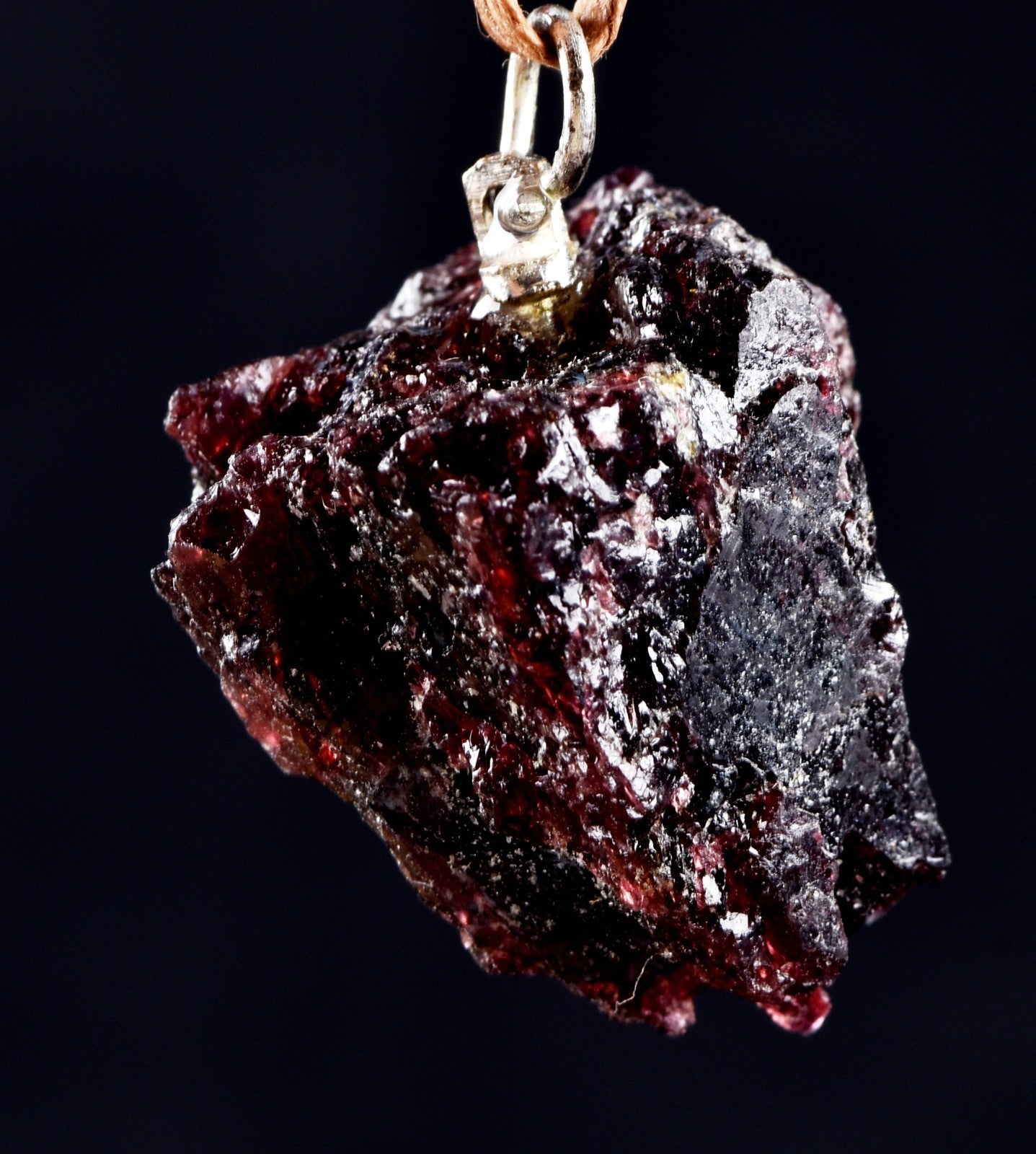 Garnet natural  juicy gem free form pendant passion courage shaman with cord7948