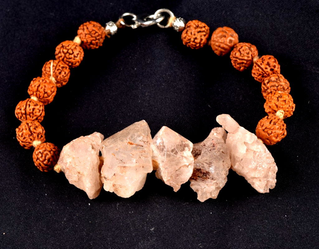 Nirvana quartz Himalayan  growth interference  pink   ice quartz bracelet #8062