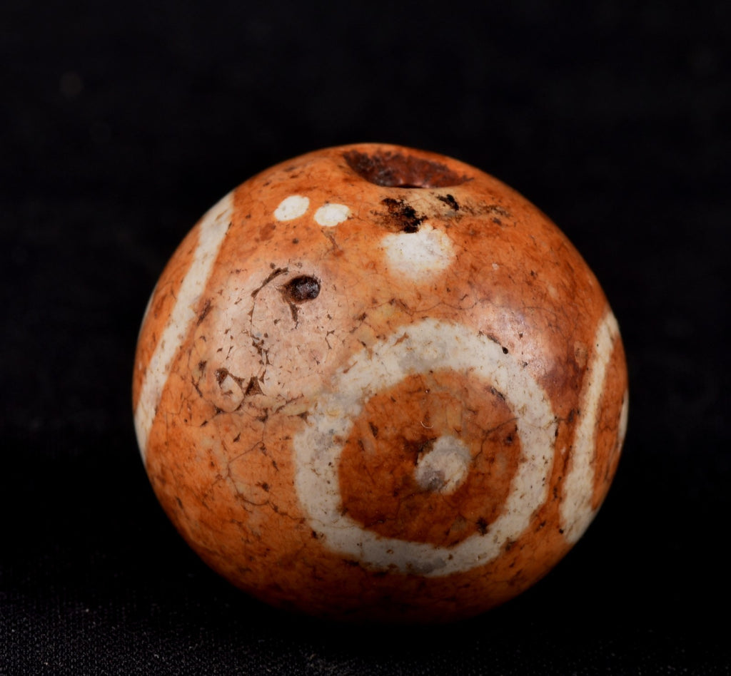 Mystic old pumtek  dzi/bhaisajyaguru/ ''evil eye'  bead with  reach patina #7798