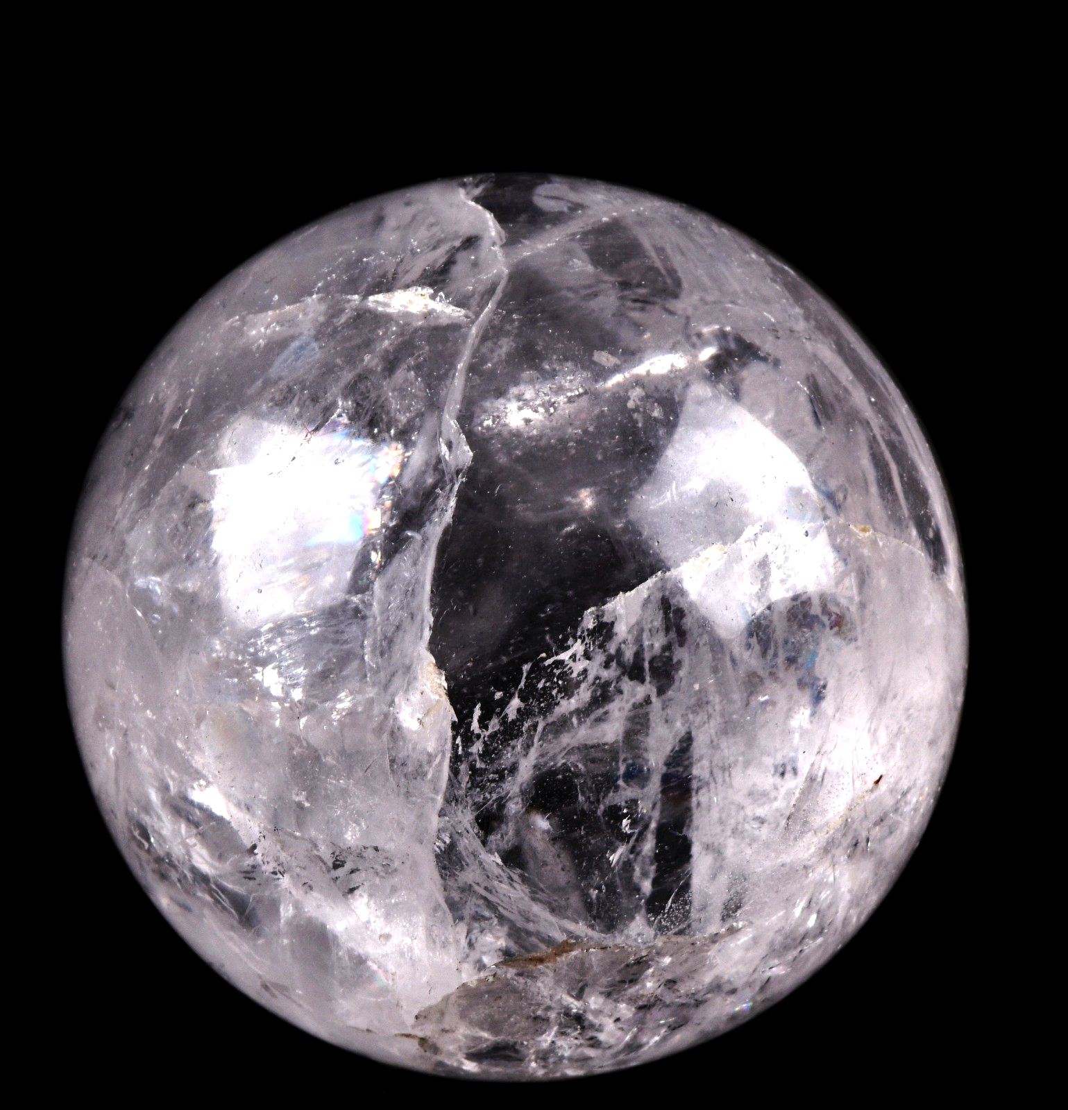 Satyaloka quartz   rainbow  scrying sphere   synergy 12 shaman tool   #7953