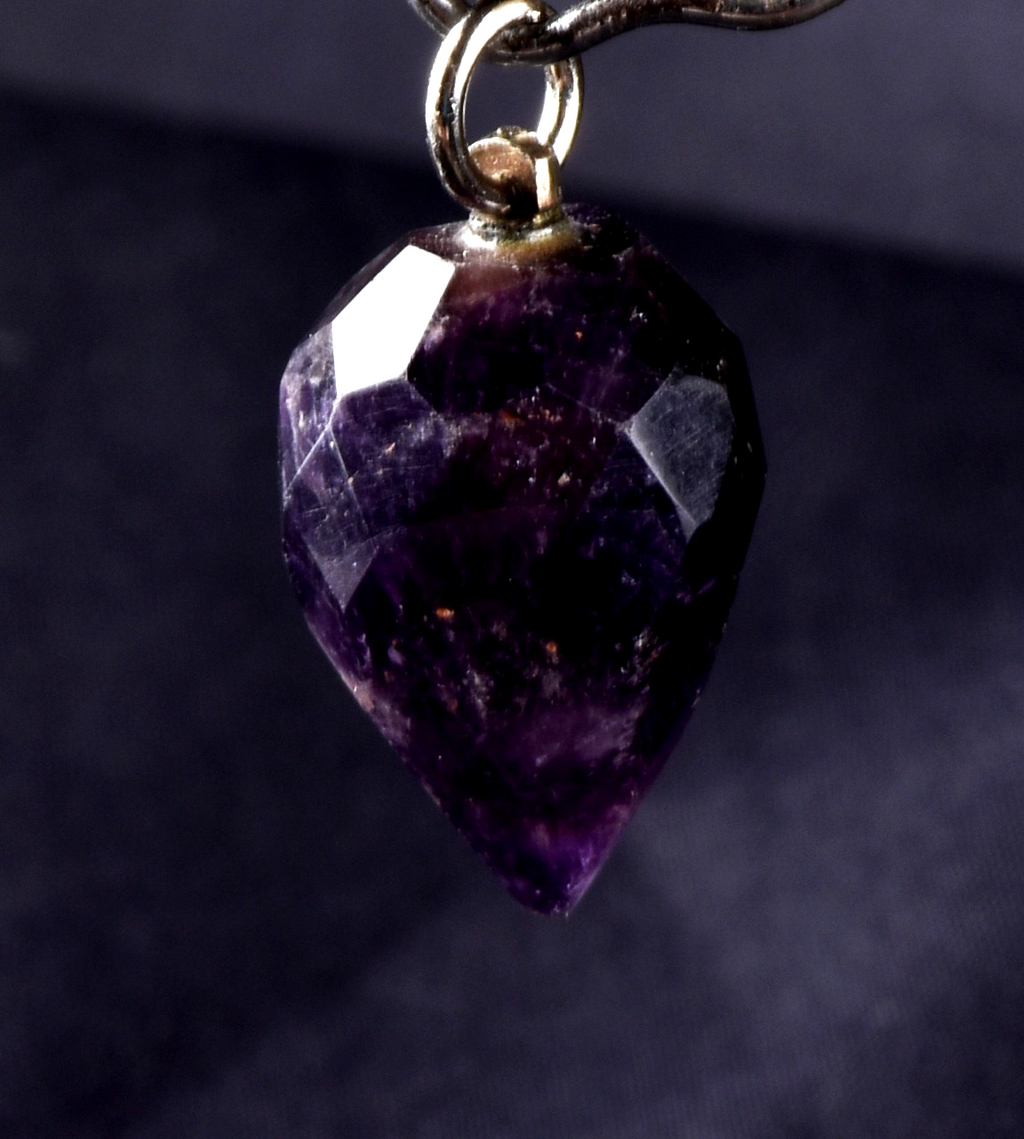 dark amethyst  pendant supporting healthy sleep cycle reflects negativity# 8269