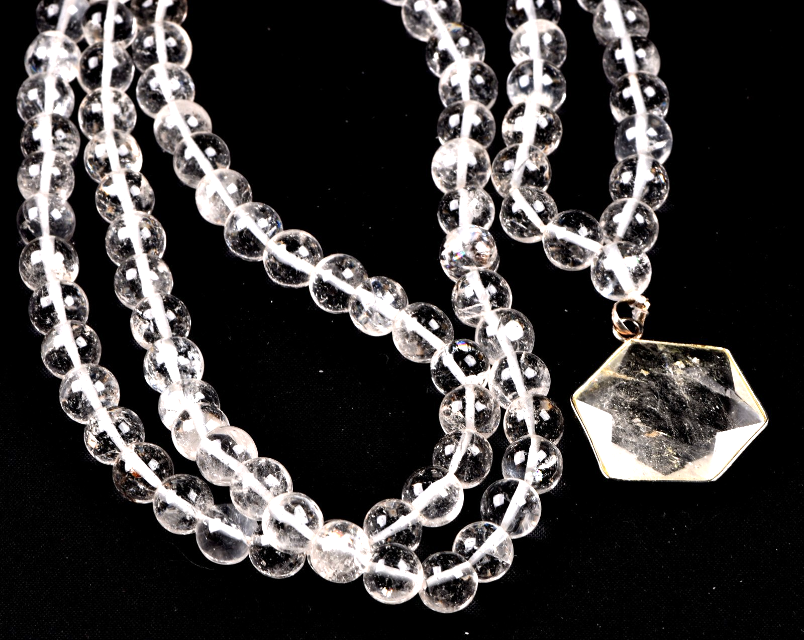 satyaloka  Azeztullite 108 beads rosary +satyaloka hexagonal pendant mala # 8154