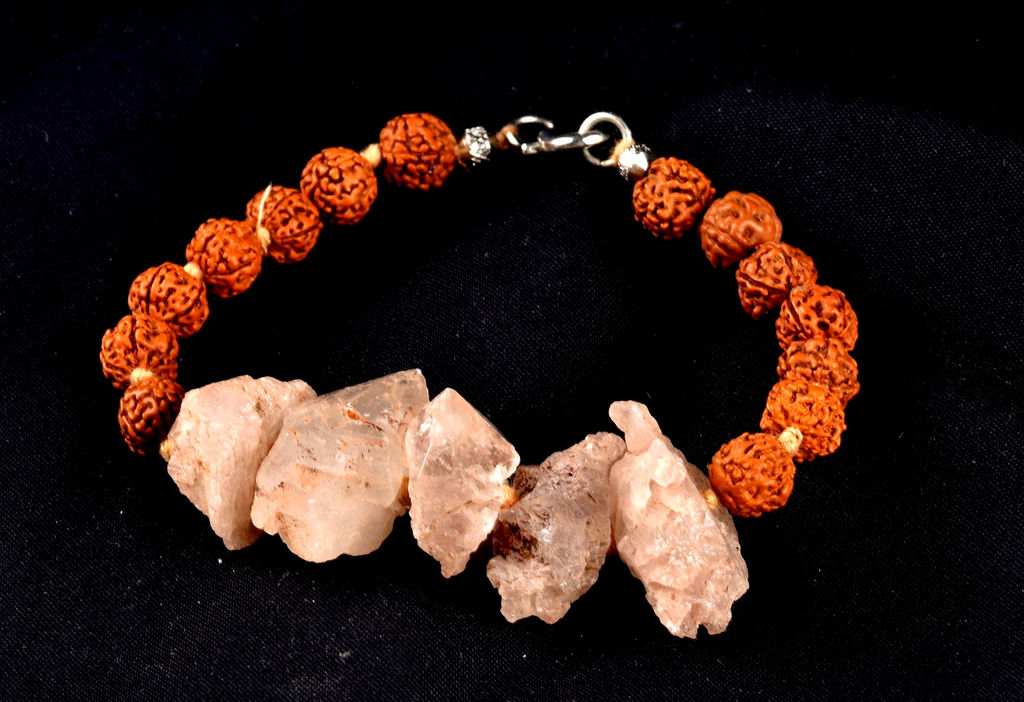 Nirvana quartz Himalayan  growth interference  pink   ice quartz bracelet #8062