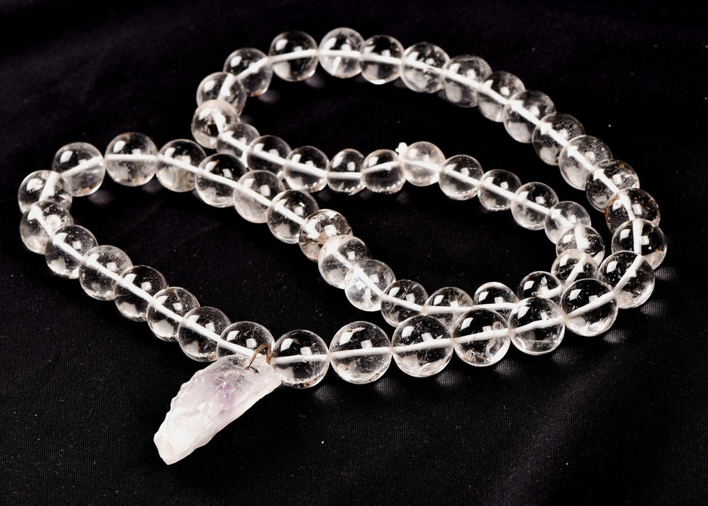 satyaloka  Azeztullite 108 beads rosary +satyaloka hexagonal pendant mala # 8148