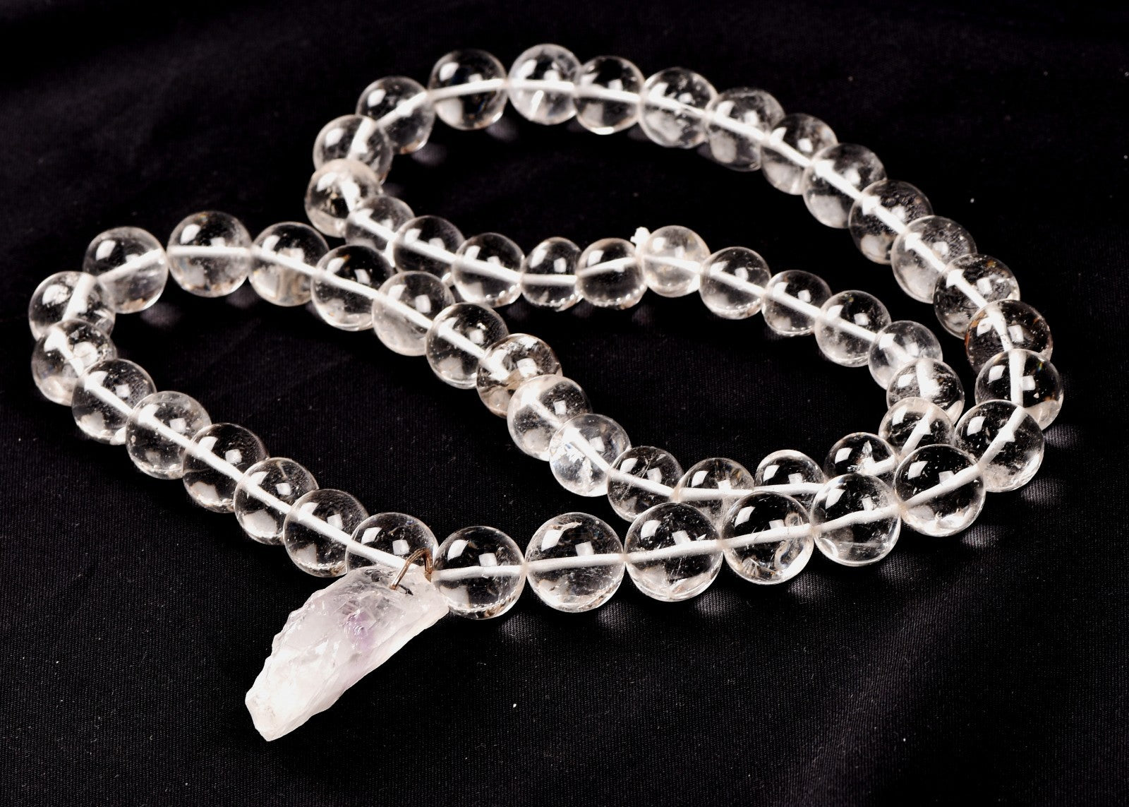 satyaloka  Azeztullite 108 beads rosary +satyaloka hexagonal pendant mala # 8148