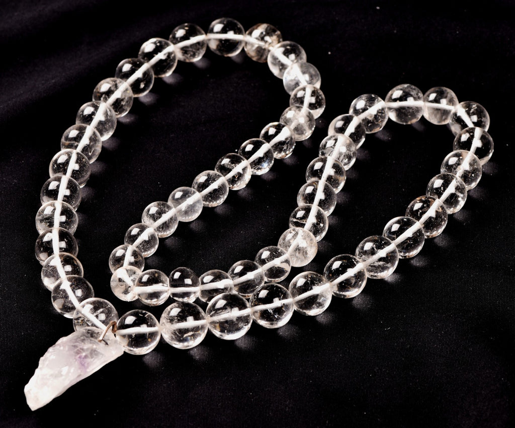 satyaloka  Azeztullite 108 beads rosary +satyaloka hexagonal pendant mala # 8148